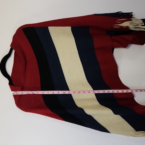 Lava Accessories Women's Knit Colorblock Stripe Metallic Thread Poncho Shawl OS - Picture 11 of 11